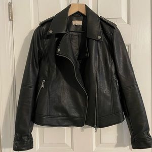 Loft black faux leather jacket, size 6
